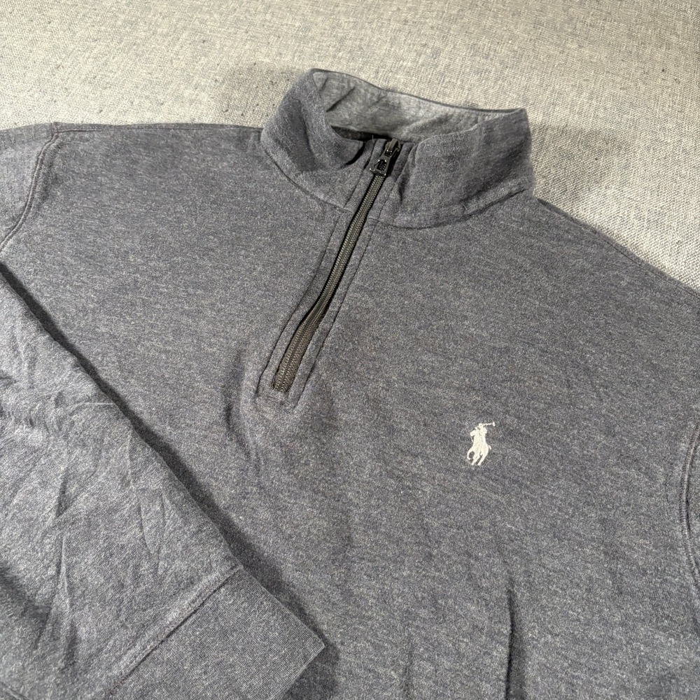 Polo Ralph Lauren Performance Quarter Zip Mens Large Gray Mock Neck Pullover